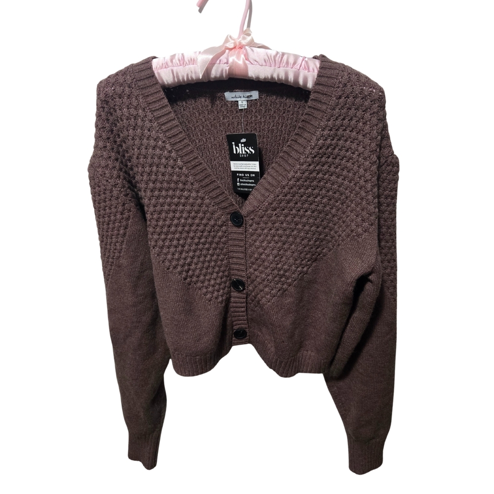 NWT White Birch Mauve Women's Cropped Cardigan, Size Large